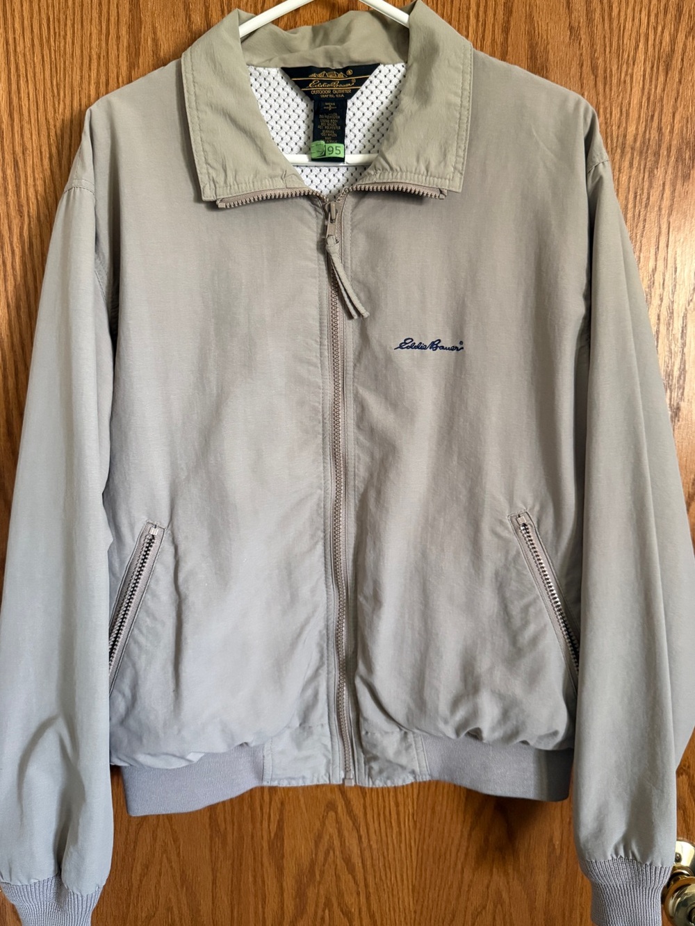 Vtg Eddie Bauer Khaki Harrington Jacket Golf Windbreaker Mesh Lined Men's Size S